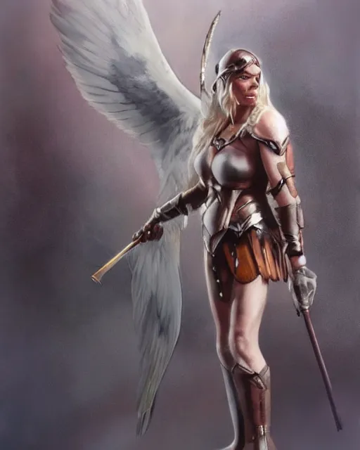 Prompt: realistic full body painting of valkyrie, winter, epic, artstation, beautiful, concept art, vance kovacs style newell convers wyeth,