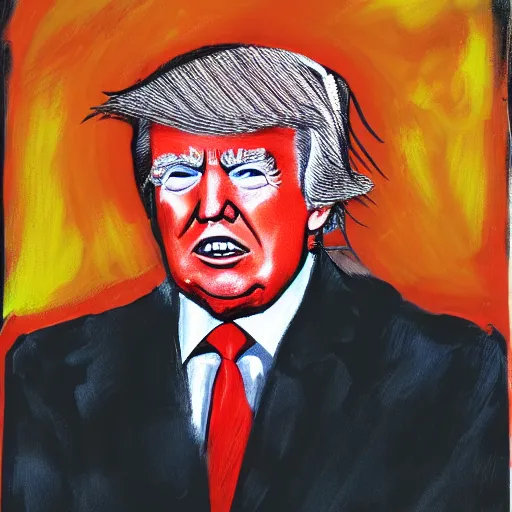 Image similar to a portrait of donald trump in the style of dekooning