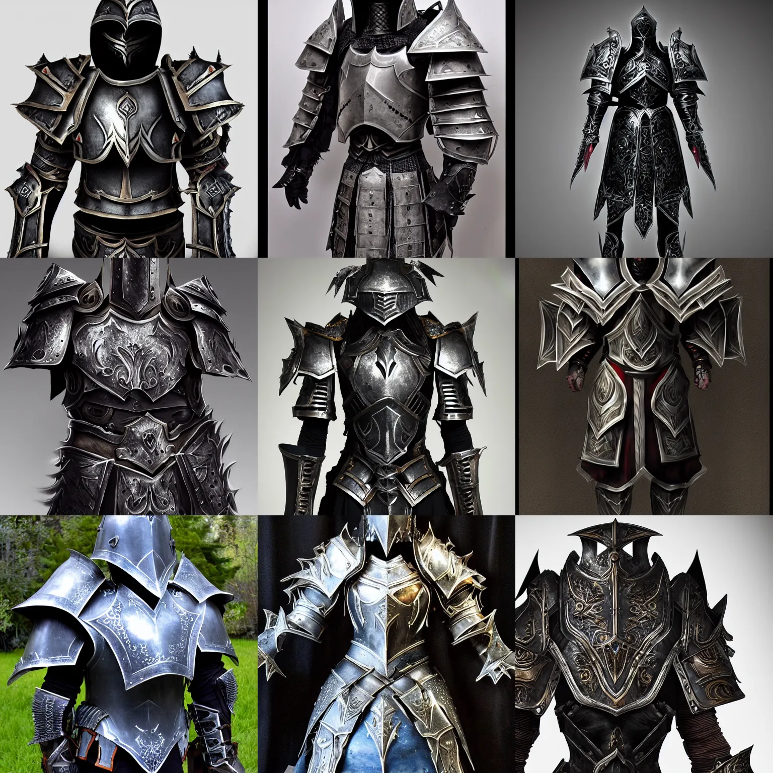 Prompt: a death knights plate armor designed by Filippo Negroli