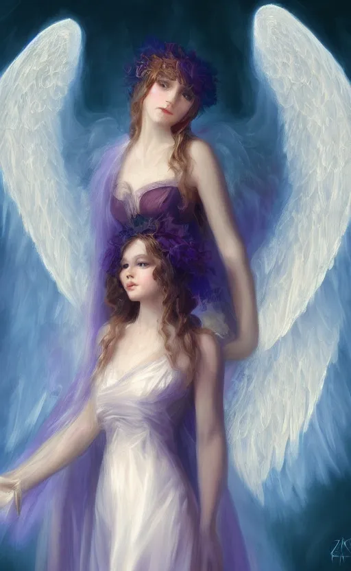 Image similar to Angel knight gothic girl. By Konstantin Razumov, Fractal flame, chiaroscuro, highly detailded