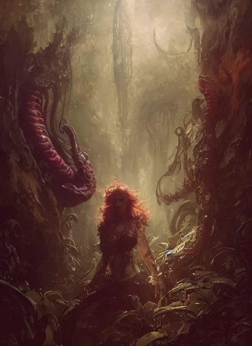 Prompt: my bed is a forest with a giant cthulhu eyes horror by gaston bussiere, anna nikonova aka newmilky, greg rutkowski, yoji shinkawa, yoshitaka amano, moebius, donato giancola, geoffroy thoorens, trending on artstation, featured on pixiv, cinematic composition