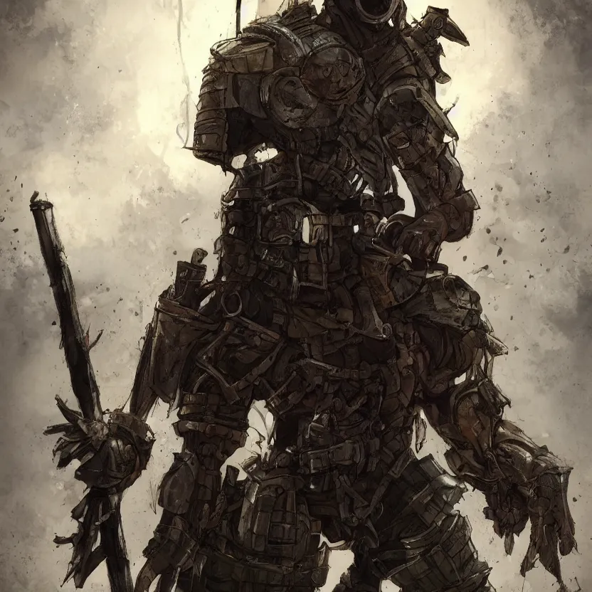 Image similar to a post-apocalyptic knight in the style of scrappunk trending on artstation deviantart Pinterest detailed High Resolution HD 8k