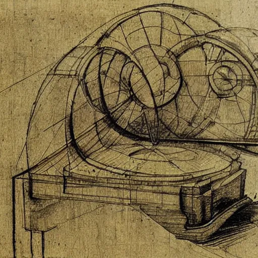 Image similar to sketch of a technologic prototype by leonardo da vinci