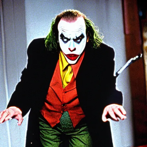 Prompt: george costanza as the joker in tim burton's batman ( 1 9 8 9 )