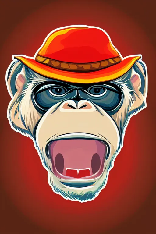 Image similar to Portrait of a Monkey, mafia, gangster, sticker, colorful, illustration, highly detailed, simple, smooth and clean vector curves, no jagged lines, vector art, smooth