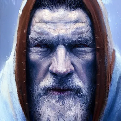 Image similar to portrait of a man by greg rutkowski, old jedi master, he looks like cameron monaghan, beard, wearing a blue jedi robes, star wars expanded universe, he is about 8 0 years old, highly detailed portrait, digital painting, artstation, concept art, smooth, sharp foccus ilustration, artstation hq