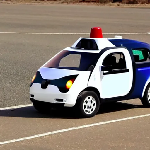 Prompt: weaponized self driving car by google equipped with multiple rocket launcher system