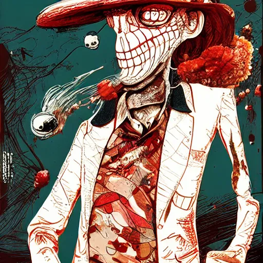 Prompt: Graphic Illustration, Creative Design, Saul Goodman, fungal, biopunk, Full Body Portrait, Character Design, by Ashley Wood, Jamie Hewlett, Ralph Steadman, Francis Bacon, Hunter S Thompson