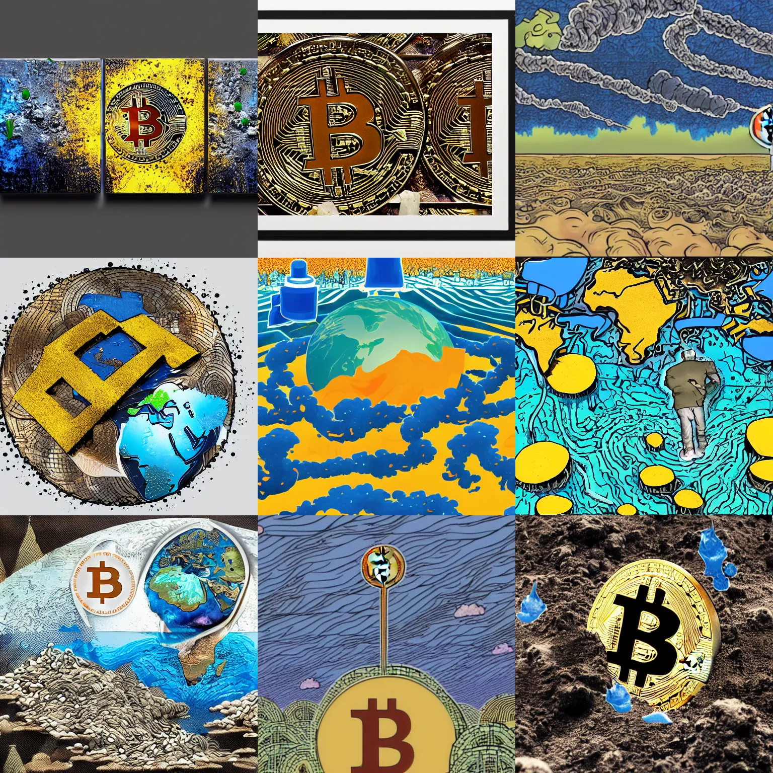 Prompt: < artwork rating = top 5 trending > bitcoin mining pollutes the earth unnecessarily < / artwork >