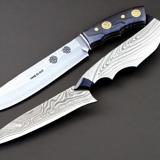 Prompt: high resolution 4k damascus steel knife