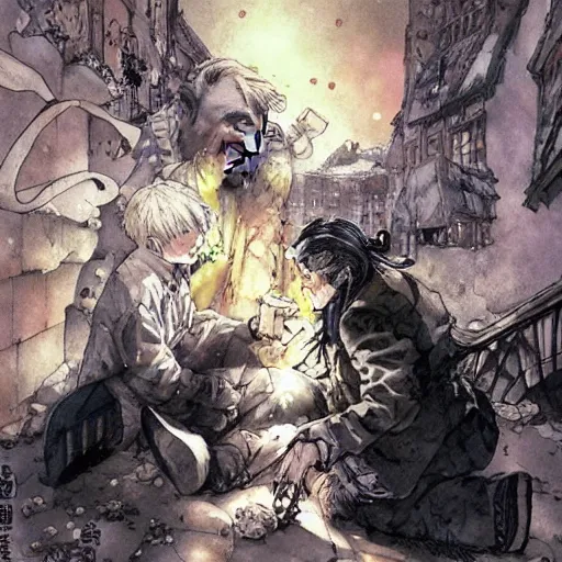 Prompt: gluttony by takehiko inoue and kim jung gi and thomas kinkade