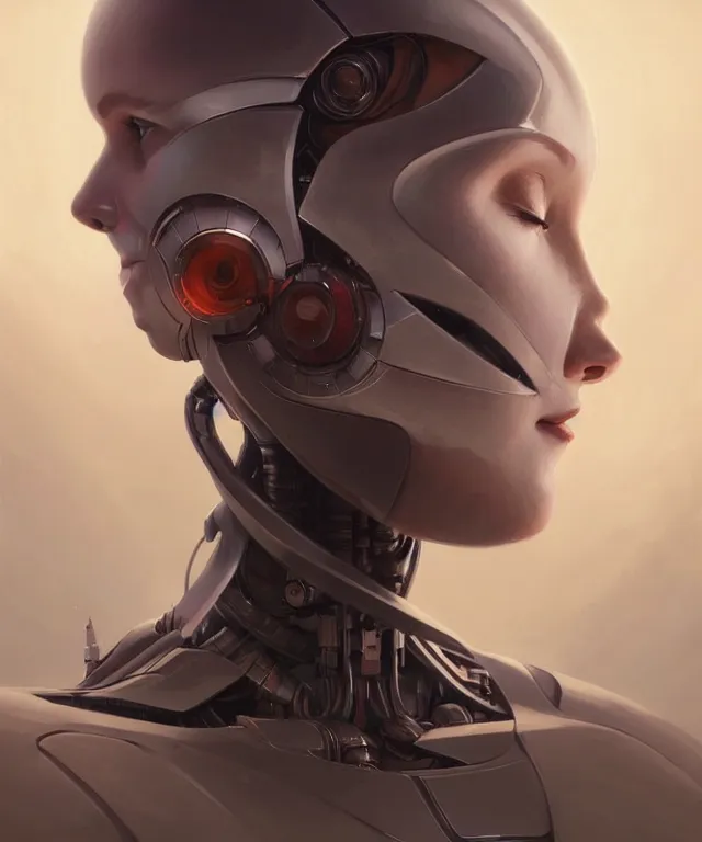 Image similar to a robot with a human face removed, sci - fi face, elegant, highly detailed, digital painting, artstation, concept art, smooth, sharp focus, illustration, art by artgerm and greg rutkowski and alphonse mucha