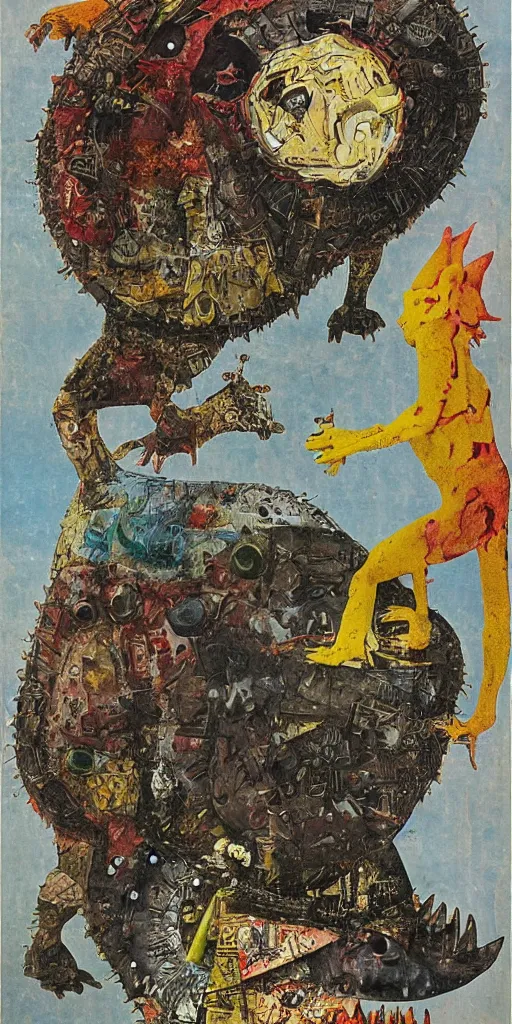 Image similar to the ferocious beast known as the Tarasque, 8k, surreal mixed media collage by Max Ernst