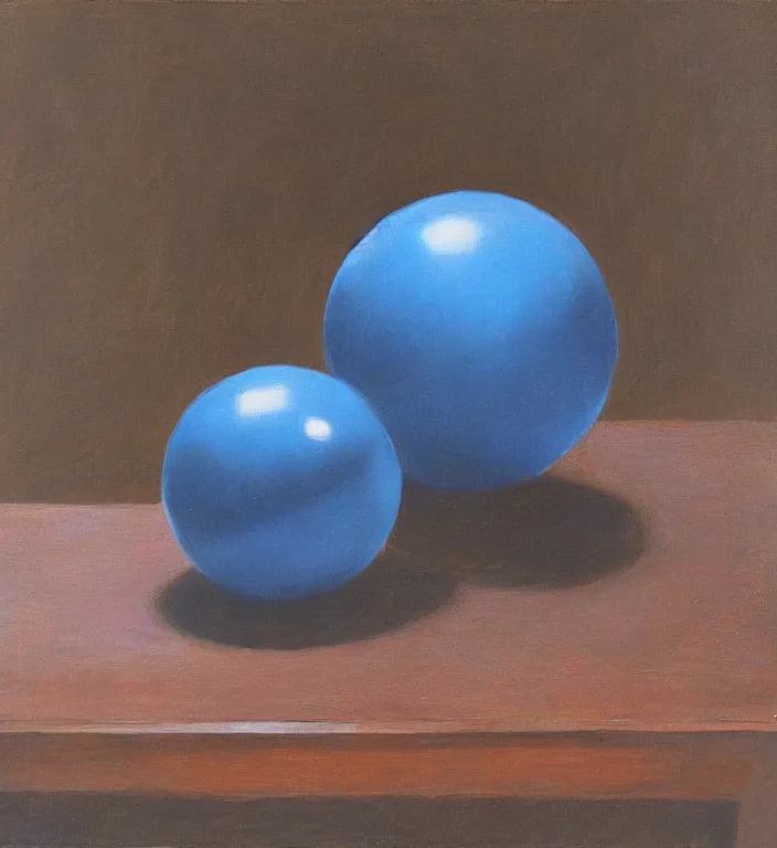 Image similar to a blue ball on a table by Alvaro Castagnet