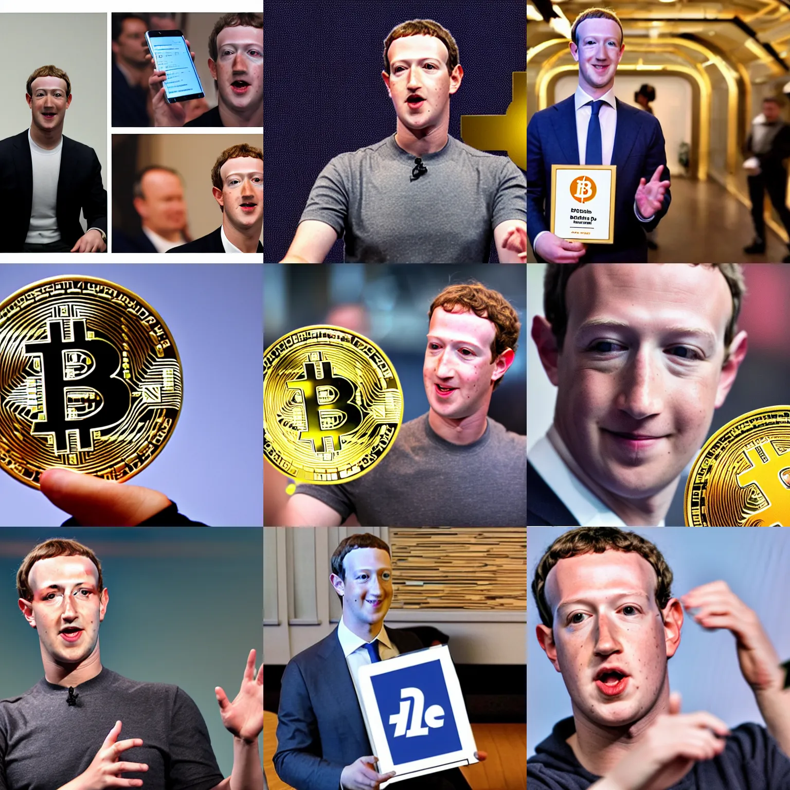 Prompt: mark zuckerberg holding a bitcoin