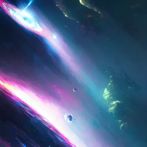 Prompt: black hole consumes earth, beautiful colors, beautiful composition, artstation, space, by wlop and cushart krenz in the style of planetes, smooth