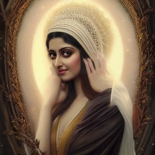 Image similar to beautiful young sridevi portrait by tom bagshaw