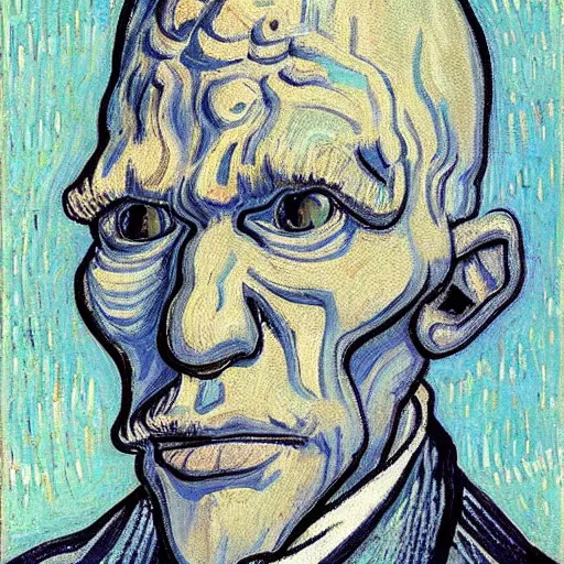 Image similar to handsome squidward portrait, van gogh art style