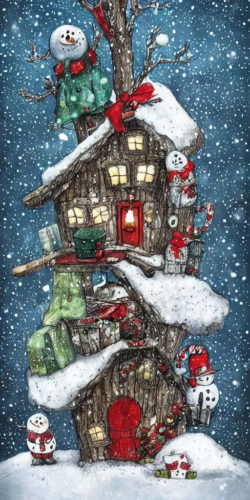 Image similar to a christmas snowman house by alexander jansson