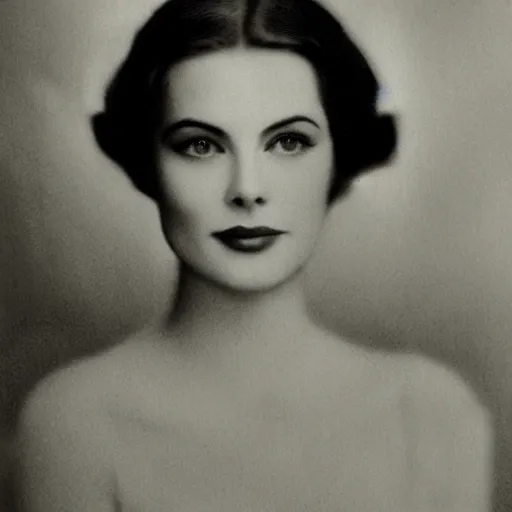 Prompt: headshot edwardian photograph of grace kelly, angelina jolie, 1 9 2 0 s film actress, realistic face, 1 9 1 0 s, grainy, victorian, soft blur