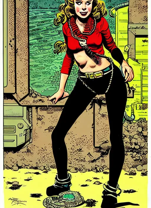 Image similar to a portrait of a pretty sewer punk young lady by al feldstein