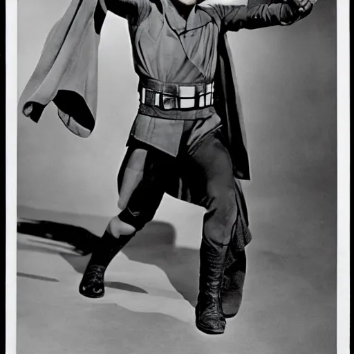 Prompt: still from old 40\'s movie Star Wars (1942) actor playing Luke Skywalker