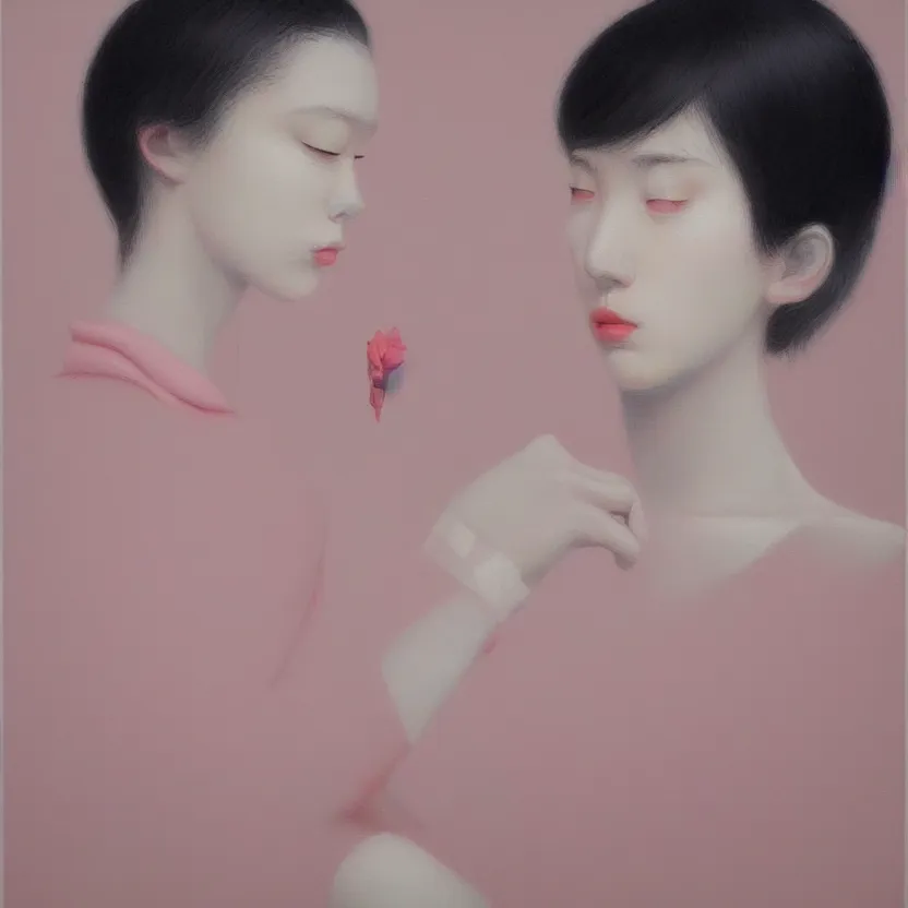 Image similar to neo - pop fine art figurative painting by yoshitomo nara in an aesthetically pleasing natural and pastel color tones, modern western pop culture influences