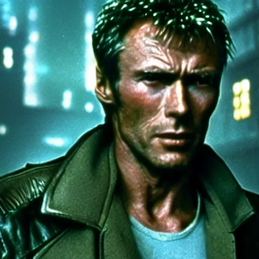 Image similar to clint eastwood in sci fi movie blade runner