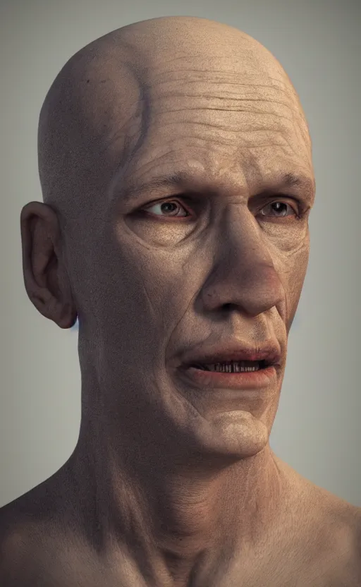 Image similar to Perfectly-centered portrait of a man named Anu, disturbing, lifelike, horror, dramatic, ugly, highly detailed, octane 3d render.