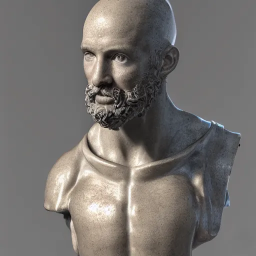 Image similar to renaissance philosophical sculpture, highly detailed, photorealistic portrait, bright studio setting, studio lighting, crisp quality and light reflections, unreal engine 5 quality render