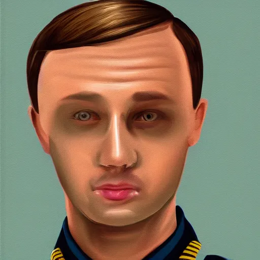 Image similar to id photo of a space officer in military outfit, digital painting