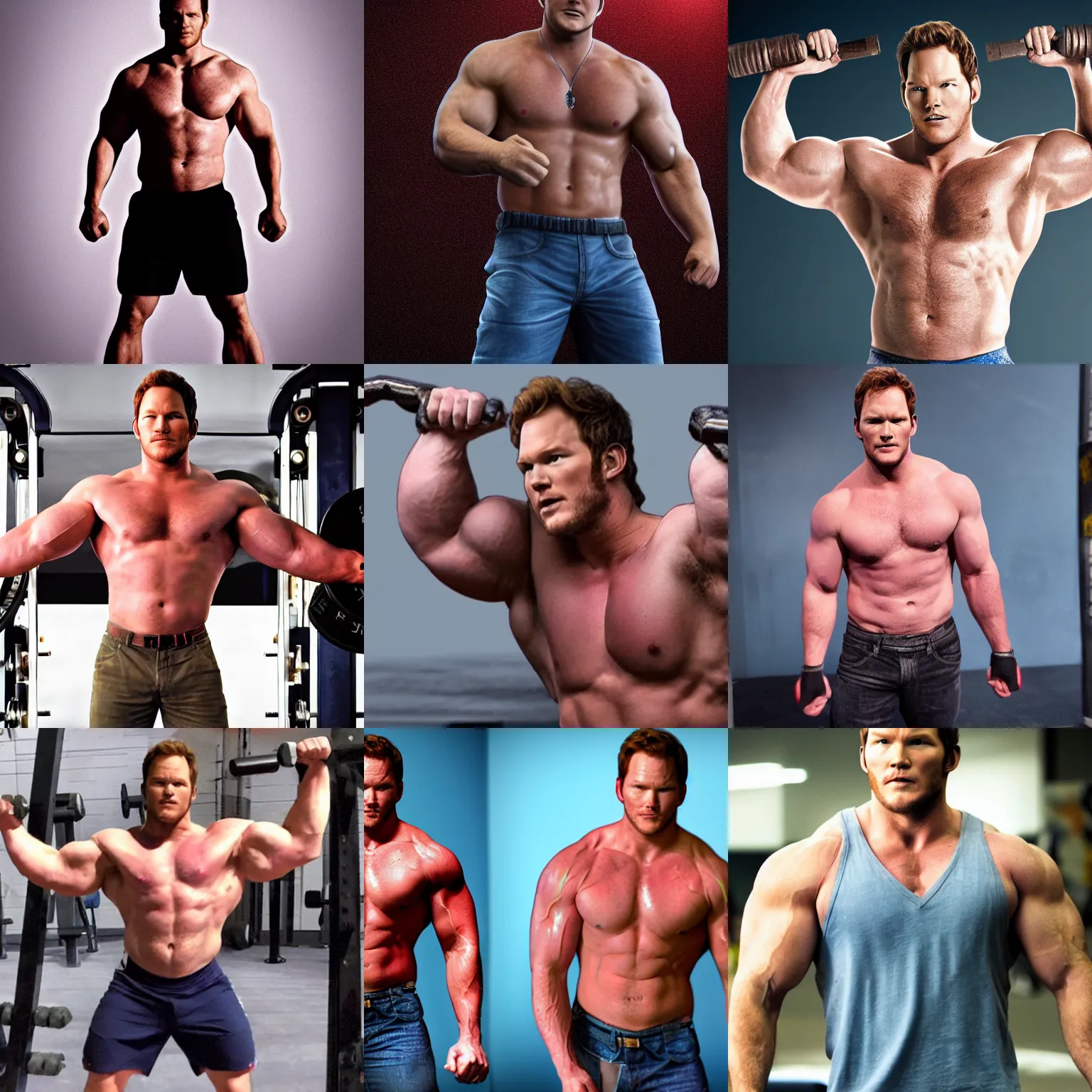 Prompt: Chris Pratt as a bodybuilder, 8k hd realistic