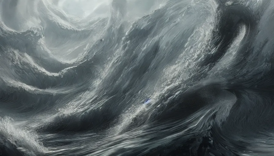 Image similar to people fleeing the hill a giant wave, wide view, hyperdetailed, artstation, cgsociety, 8 k