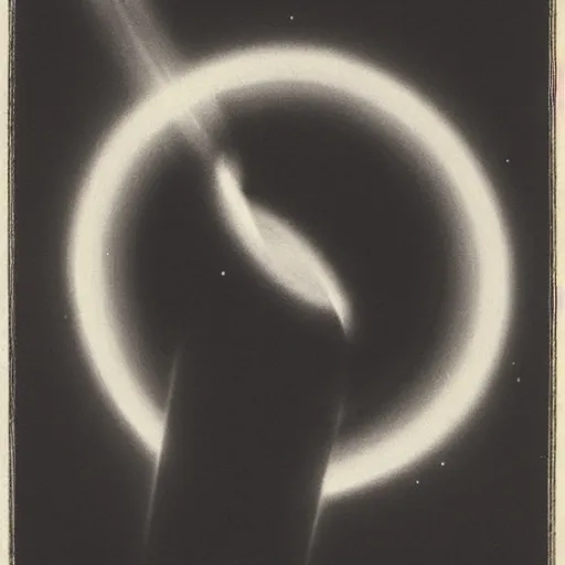 Image similar to A beautiful print of a black hole. This hole appears to be a portal to another dimension or reality, and it is emitting a bright, white light. There are also stars and other celestial objects around it. cyber noir by Nicolas Mignard delicate, unified