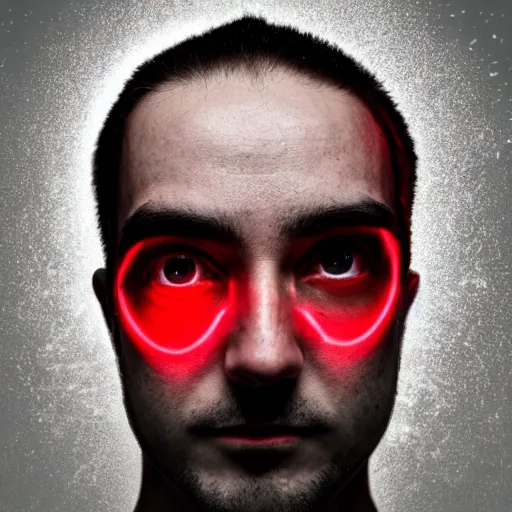 Image similar to a man with red glowing eyes