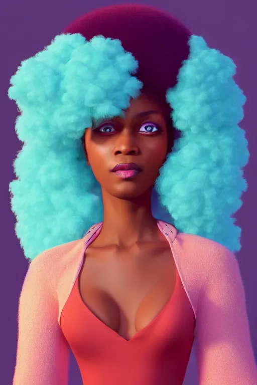 Image similar to a centered render of a cute cool afro disco girl from the seventies, by dreamworks, by pixar, by viktoria gavrilenko, by leticia gillett, by lois van baarle, perfect face, 3 d, 8 k