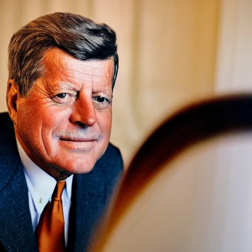 Prompt: portrait of john f kennedy, 7 0 years old. 1 5 mm lens. dignifying - 9