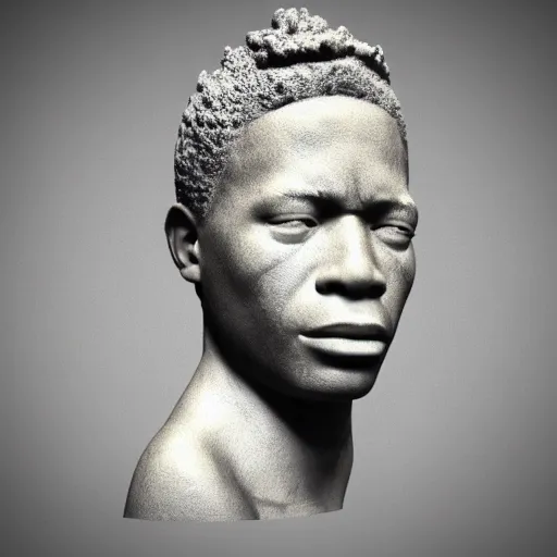 Image similar to marble statue of Jean-Michel Basquiat thinking 3d octane render