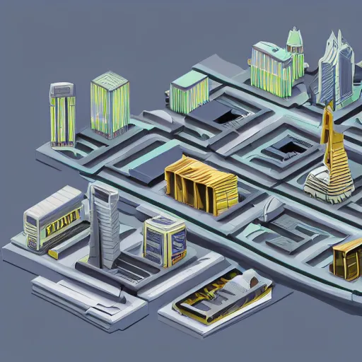 Image similar to isometric model of a futuristic city