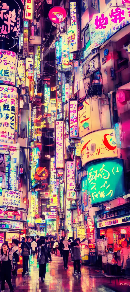 Image similar to beautiful anime style vaporware tokyo japan, neon pasten, akihabara