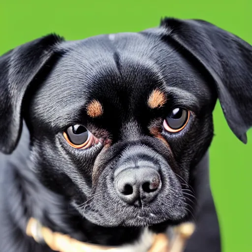 Prompt: portrait of black pugalier dog, by ken done