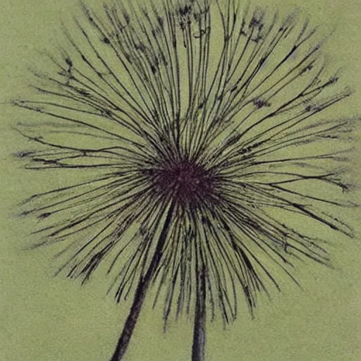 Image similar to a beautiful fairytale painting of a dandelion seed that is also a fairy. the dandelion seed is the body of the fairy. beautiful clear painting by arthur rackham