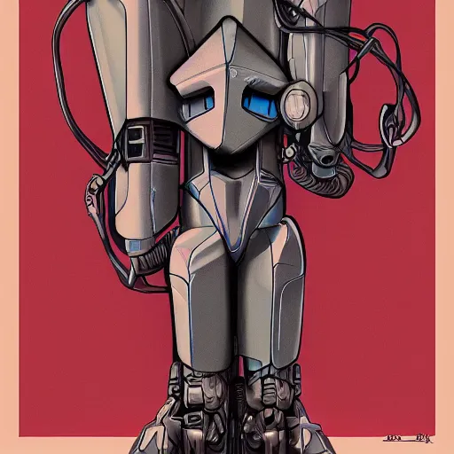 Image similar to cyberpunk robotic squidward, sharp lines, digital, artstation, colored in