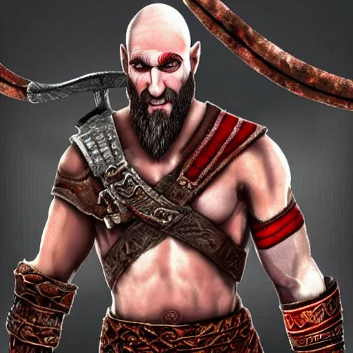 Image similar to benjamin!! netanyahu!! as ( kratos ) from god of war