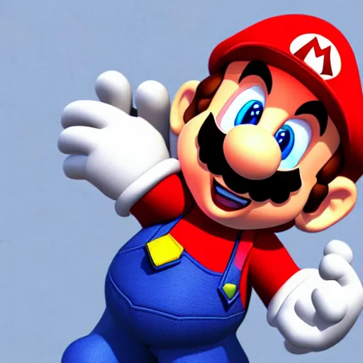 Image similar to super mario with cat face , 3d render , unreal engine