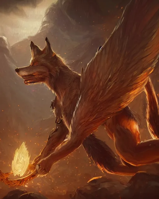 Image similar to Fox, Anthropomorphized, playing harp, magic the gathering artwork, D&D, fantasy, cinematic lighting, centered, symmetrical, highly detailed, digital painting, artstation, concept art, smooth, sharp focus, illustration, volumetric lighting, epic Composition, 8k, art by Akihiko Yoshida and Greg Rutkowski and Craig Mullins, heroic pose, oil painting, cgsociety