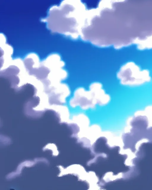 Image similar to simple realistic anime clouds, midday, digital art, trending on artstation, gradient colors, fisheye perspective