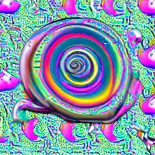 Prompt: vaporwave snail, 1980s