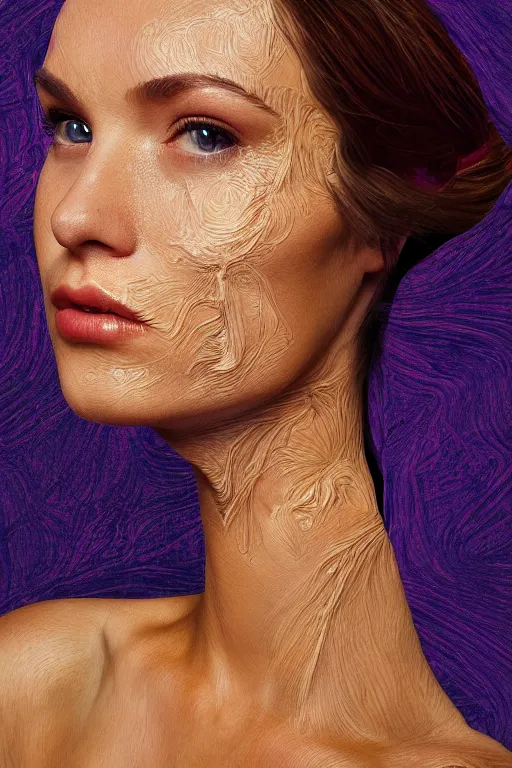 Image similar to portrait of a beautiful woman with reaction diffusion skin. high detail