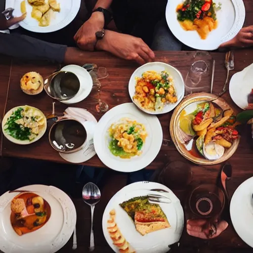 Image similar to Happy people in London eating good food